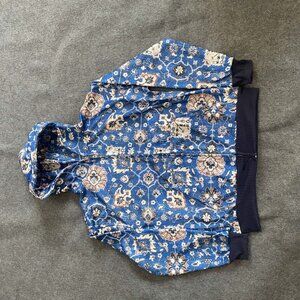 Blue & Beige Patterned Zip-Up Sweatshirt - Excellent Condition & Cozy!